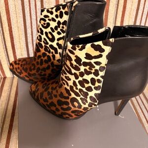 Vince Camuto Leopard and Black Ankle Booties